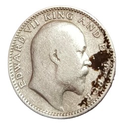 Alternative view of British India Silver 1/2 Rupee Year 1909 King Edward - VII Rare Collectable Grade.