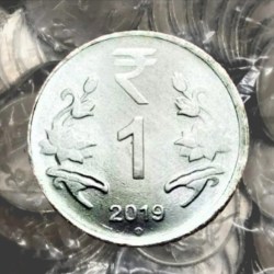 Extremely Rare 1 Rupee RBI Seal 100 Coin Pouch 2019 Noida Mint Top Luster Dot Mark Definitive Issue