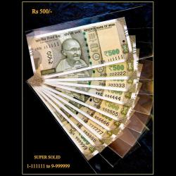 Rs 500 India Banknote Super Solid Set 1 111111 TO 9 999999 GEM UNC Unique and Rare 9 Note Set