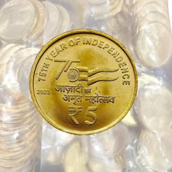Latest New 5 Rupees 2023 Kolkata Mint 30 Coin Seal Pouch Famous AKAM Series 75 Year of Independence