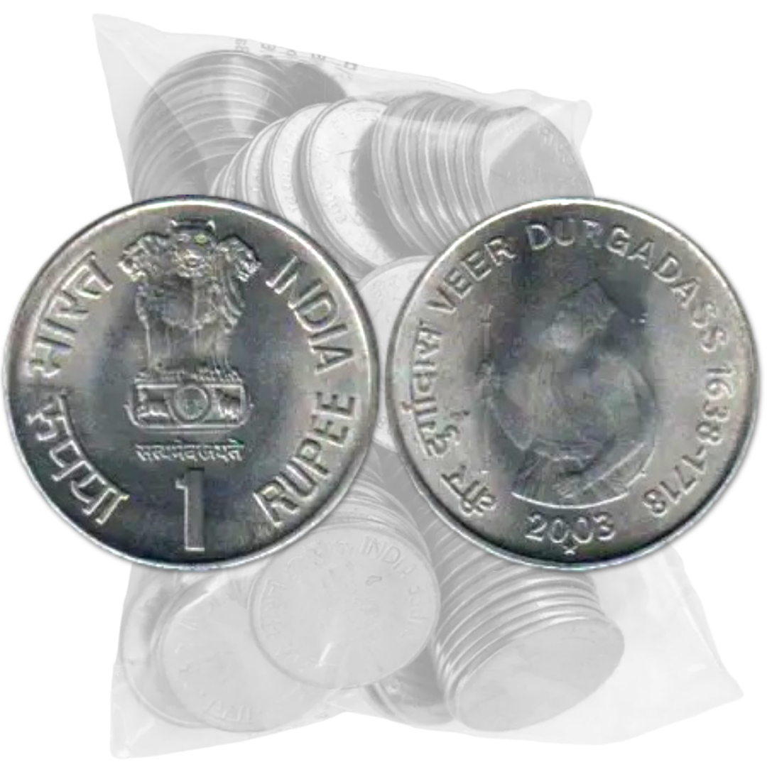 Re 1 RBI 100 Coin Packet FSS Veer Durga das India Issue Hyderabad Mint