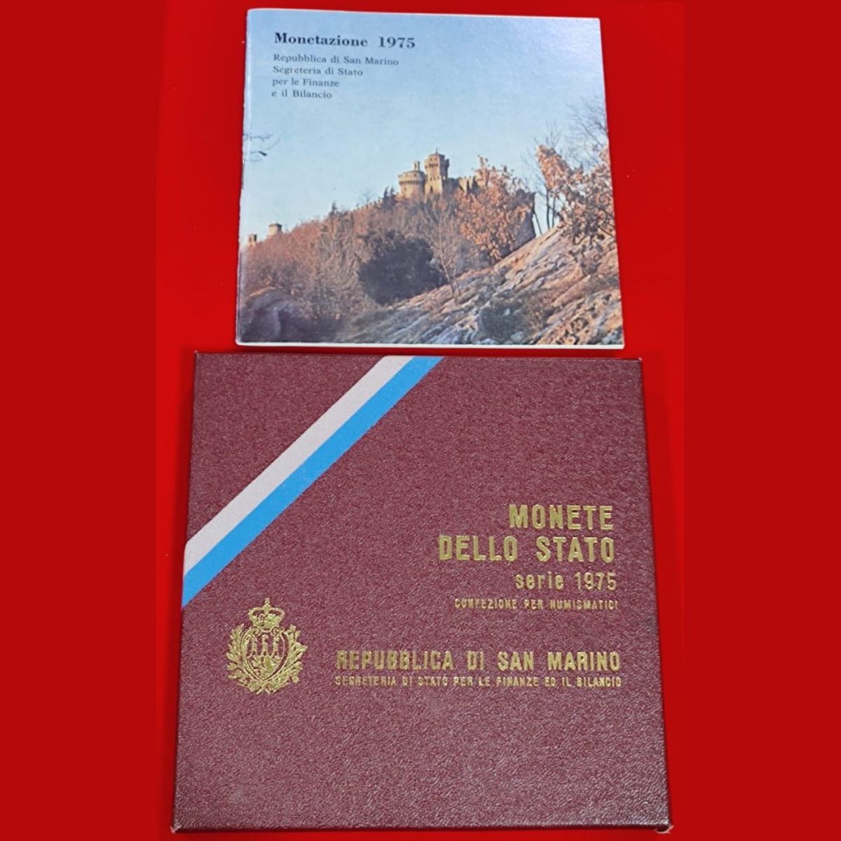 San Marino 1975 proof silver set. Mint pack 8 coin set.(birds) With box back