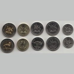Uganda 5 coin set, UNC Condition.