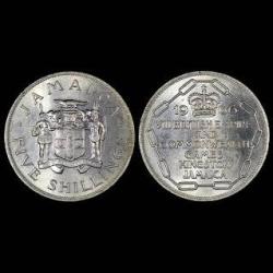 Jamaica, 5 Shillings, 1966, KM# 40, 1966 Commonwealth Games, Kingston, AUNC Condition.