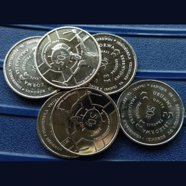 Burundi, 50 Francs, 2022, KM #22, UNC Condition, price per coin