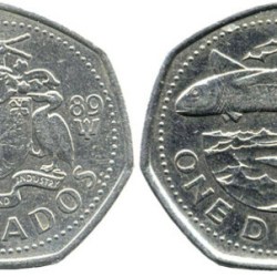 Barbados, 1 Dollar, 1988 - 2005, KM# 14.2, Circulated Condition.