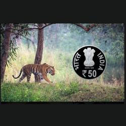 Alternative view of 50 Rupee 2023 Issued 50 Years of Project Tiger Commemorative Coin UNC Silver Set