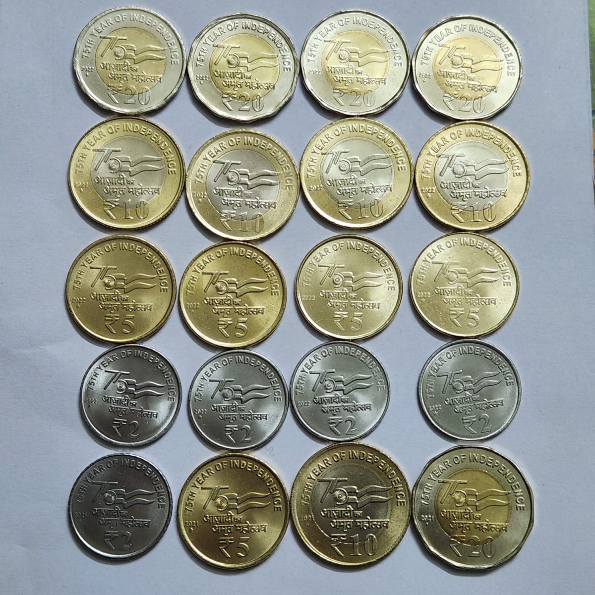 Full Sets Of Azadi Amrit Utsav Mumbai Noida Hyderabad Kolkata Mint Coin
