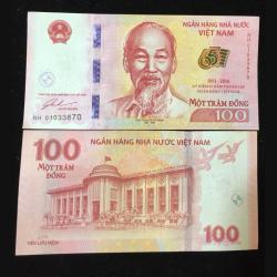 Vietnam 100 Dong - 65th Anniversary of the National Bank Commemorative issue Gem Unc