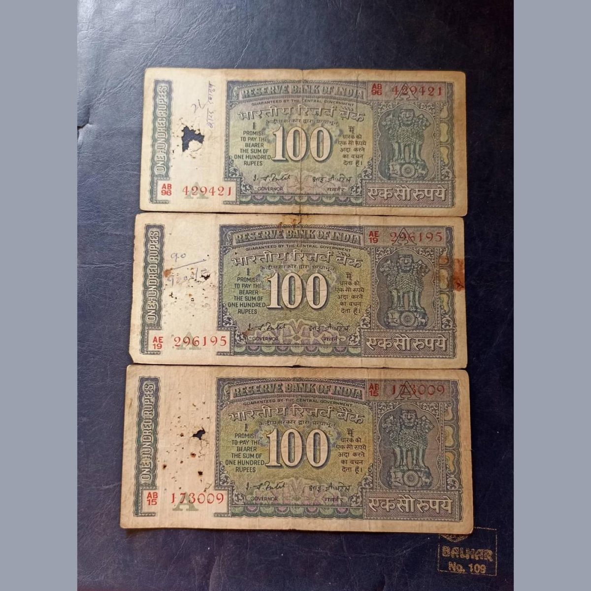 Reserve Bank of India 100₹ note Governor I. G Patel