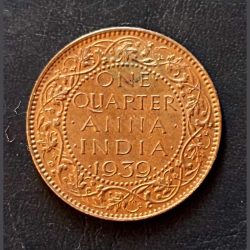 King and emperor George vi One quarter anna Unc condition Year 1939