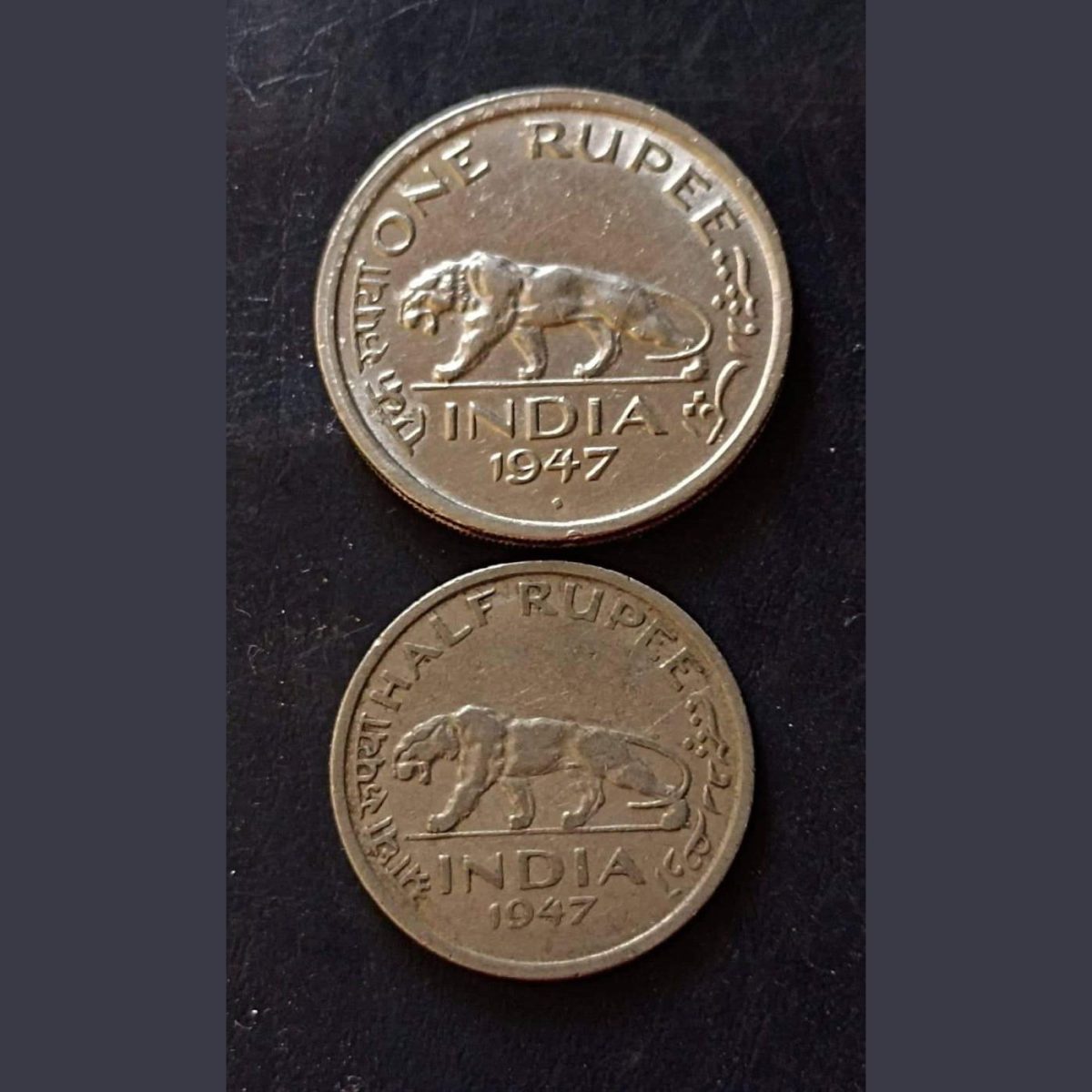 Set of two pieces of 2 different denomination King and emperor George vi Denomination 1 ₹ 1/2₹ Year