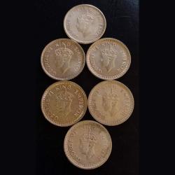 Alternative view of collection full range King George Vl 6 different years 1/2 ₹ half a rupee