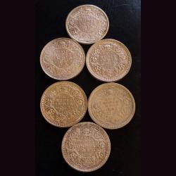 collection full range King George Vl 6 different years 1/2 ₹ half a rupee