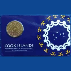 Cook Islands, 1 Dollar, 2015, 50th Anniversary of Self Government, UNC CONDITION, Coin Card.