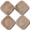 4 Coins Set of 2 Annas Different Date Copper-Nickel Coins Of King George V British India Coinage
