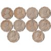 10 Coins Set of One Annas 1917-1936 Copper-Nickel Coin of King George V British India Coinage