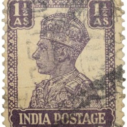 Postal Stamp of George VI 1-1/2 Annas Purple Colour - Used Condition as per Image.