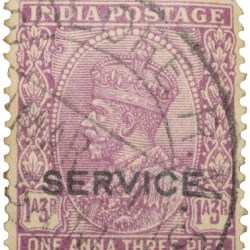 Postal Stamp of George V 1 Anna 3 Pies Pink Colour - Used Condition as per Image.