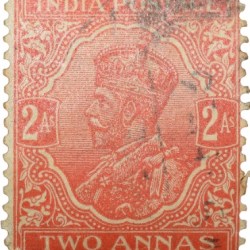 Postal Stamp of George V 2 Annas Orange Colour - Used Condition as per Image.