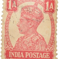 Postal Stamp of George VI 1 Anna Red Colour - Used Condition as per Image.