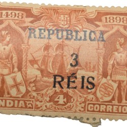 Postal Stamp of India Portugues - Brown Colour 4 Tangas - Over Printed in Black '3 Reis - Mint Un-Used as per Image.