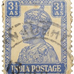 Postal Stamp of George VI 3-1/2 Annas Blue Colour - Used Condition as per Image.