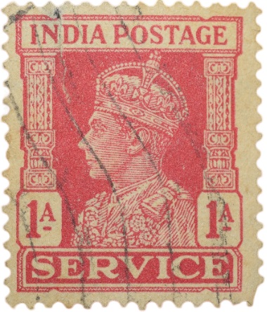 Postal Stamp of George VI 1 Anna Red Colour - Service Issue - Used Condition as per Image.