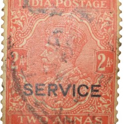 Postal Stamp of George V 2 Annas Orange Colour - Used Condition as per Image.