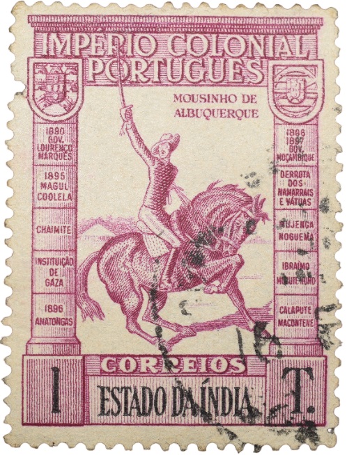 Postal Stamp of India Portugues - 1 Tangas Pink Colour Used as per Image.