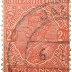 Postal Stamp of George V 2 Annas Orange Colour - Used Condition as per Image.