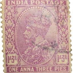 Postal Stamp of George V 1 Anna 3 Pies Pink Colour - Used Condition as per Image.