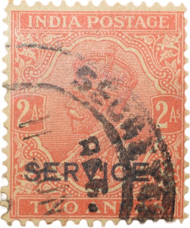 Postal Stamp of George V 2 Annas Orange Colour - Used Condition as per Image.