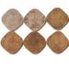 Rare 6 Coins Set of 1/2 Anna 1942-1947 Copper-Nickel and Nickel-Brass Coins of King George VI British India Coinage
