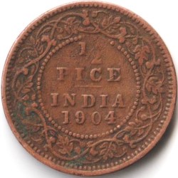 1/2 Pice 1904 Calcutta Mint Copper Coin of King Edward VII British India Coinage