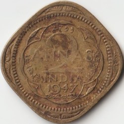 Two Anna 1947 Mint Error Originalty Stuck with Copper-Nickel But In this Mint Error Coin Stuck With Nickel Brass Most Rare Coin of King George VI British India Coinage