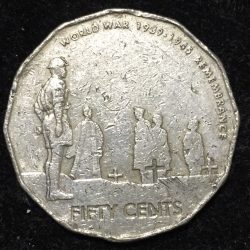 Australia 50 Cents 2005 - Elizabeth II 4th Portrait - Remembrance - End of World War II Commemorative issue Rare Coin #D-75
