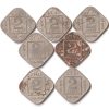 7 Coins Set of Two Anna 1929-1918 Copper-Nickel Coin o King George V British India Coinage