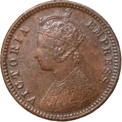 Copper 1/12 Anna of Victoria Empress (AD 1891) of Calcutta Mint Bust Type B Inverted 'V'