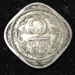 India - British 2 Annas 1946 - George VI rare coin #I-32