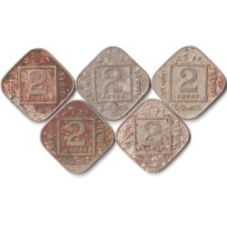5 Coins Set of Two Anna 1925-1918 Copper-Nickel Coin o King George V British India Coinage