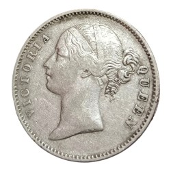 Alternative view of British India Silver Rupee EAST INDIA COMPANY Year 1840 DIVIDED LEGEND Queen Victoria High Grade.