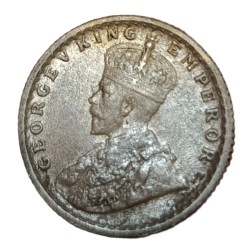 Alternative view of British India Silver 1/4 Rupee Year 1936 King GEORGE-V High Grade with Rainbow Toning.