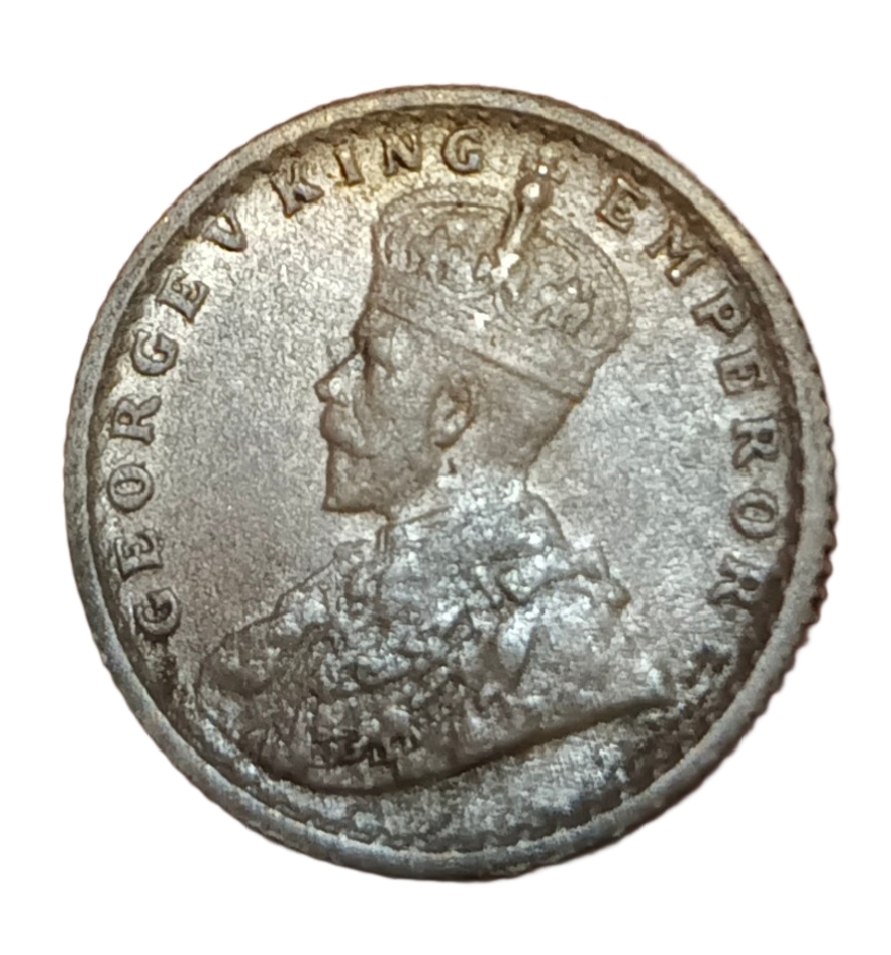 British India Silver 1/4 Rupee Year 1936 King GEORGE-V High Grade with Rainbow Toning. - Image 2