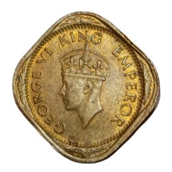 Alternative view of British India Ni/Brs 1/2 ANNA Year 1942 King GEORGE-VI in High AUNC Grade.