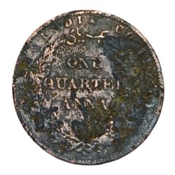 British India ONE QUARTER ANNA Key Date Year 1858 EAST INDIA COMPANY Inverted Axis Poor Grade.