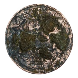 Alternative view of British India ONE QUARTER ANNA Key Date Year 1858 EAST INDIA COMPANY Inverted Axis Poor Grade.