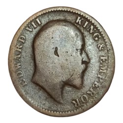 Alternative view of British India ONE QUARTER ANNA Key Date Year 1909 King EDWARD-VII **RARE** Collectable Grade.