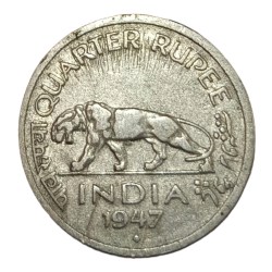 British India 1/4 Rupee Cu/Ni Year 1947 Bombay Mint SUN BURST Error Collectable Grade.