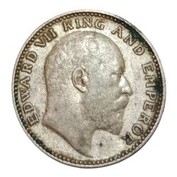 Alternative view of British India Silver 1/2 Rupee KEY DATE Year 1909 King EDWARD-VII **RARE** High Collectable Grade with Complete details.